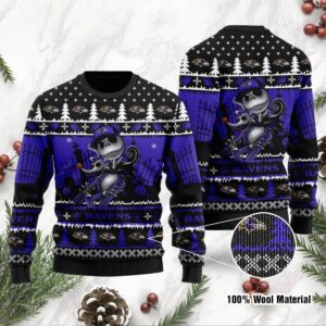 Baltimore Ravens Jack Skellington Halloween Ugly Christmas Sweater