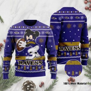 Baltimore Ravens Mickey Mouse Funny Ugly Christmas Sweater