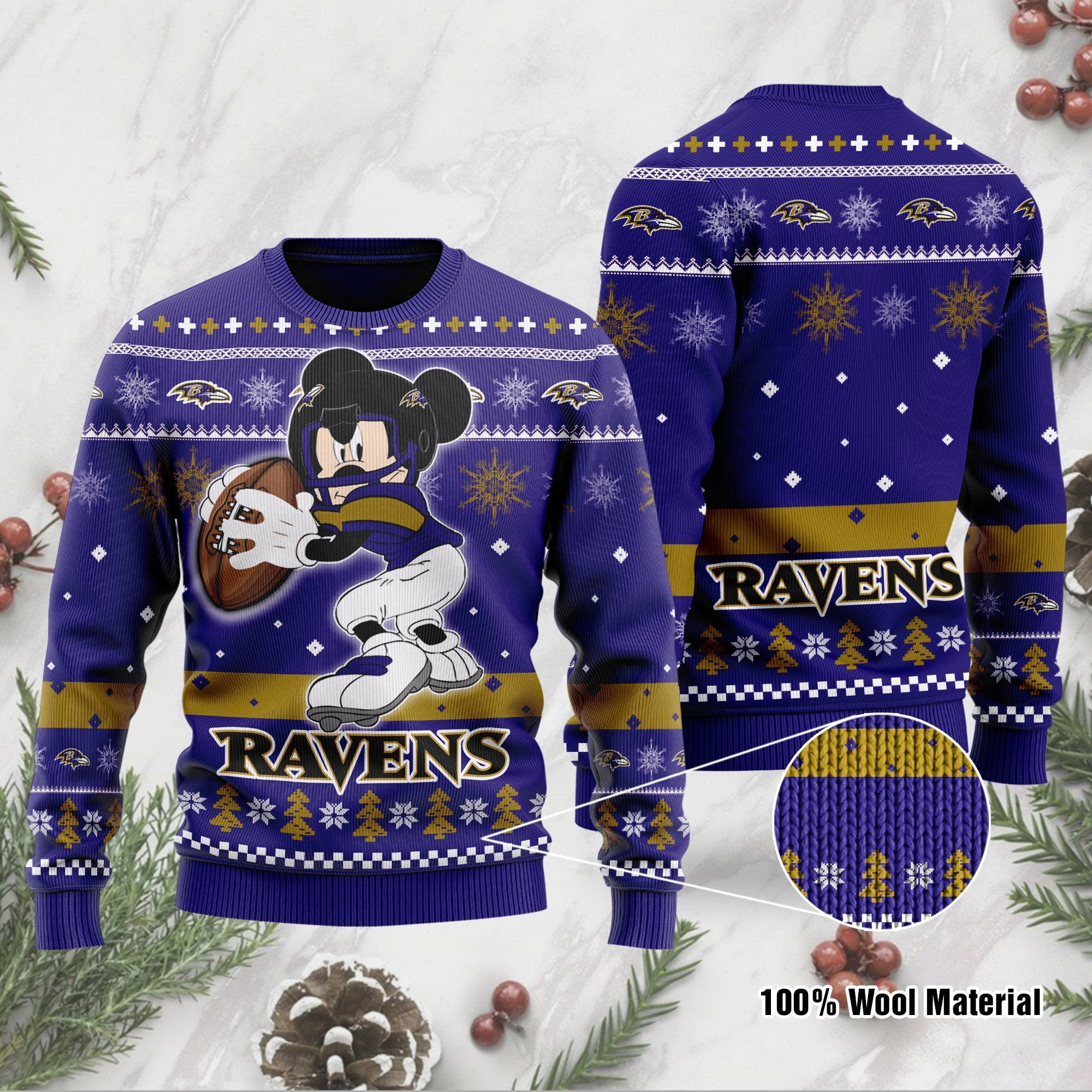 Baltimore Ravens Mickey Mouse Funny Ugly Christmas Sweater Baltimore Ravens Mickey Mouse Funny Ugly Christmas Sweater