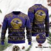 Baltimore Ravens Santa Claus In The Moon Ugly Christmas Sweater