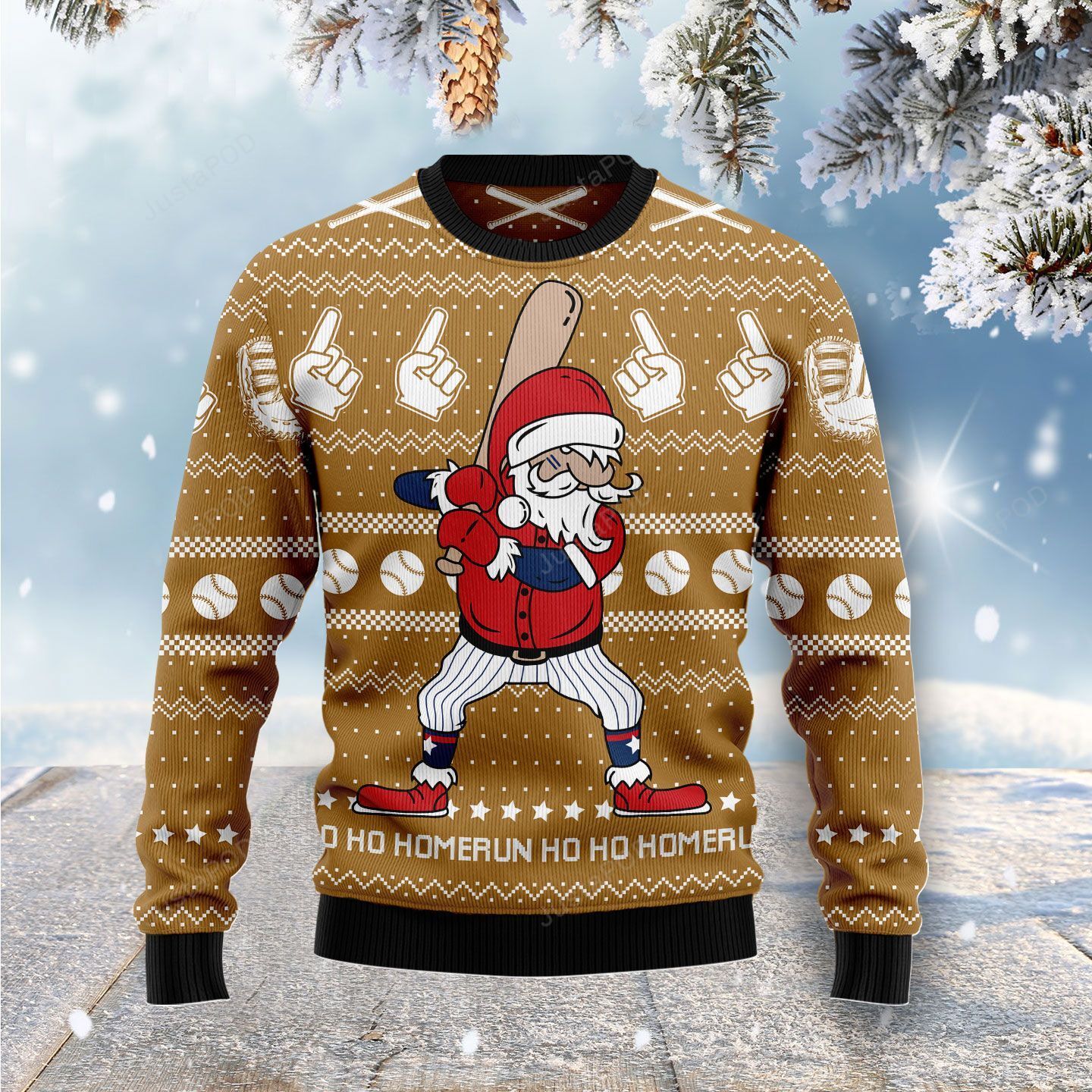 Baseball Ho Ho Homerun Ugly Christmas Sweater Baseball Ho Ho Homerun Ugly Christmas Sweater