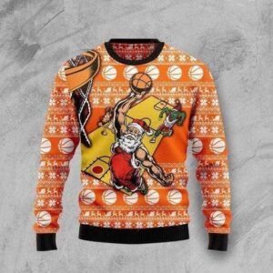 Basketball Santa Claus Ugly Christmas Sweater