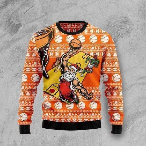 Basketball Santa Claus Ugly Christmas Sweater Basketball Santa Claus Ugly Christmas Sweater