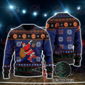 Basketball Santa Clause Ugly Christmas Sweater