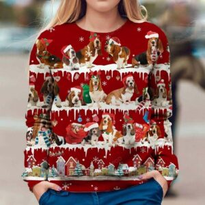 Basset Hound Snow Christmas Ugly Sweater