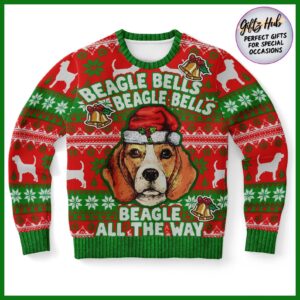 Beagle Bells Beagle Bells Beagle All The Way For Dog Lovers Ugly Christmas Sweater