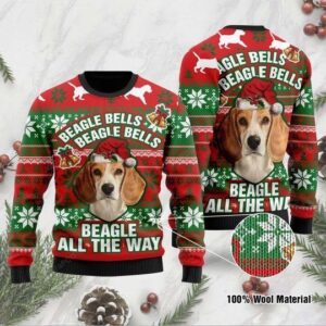 Beagle Bells Beagle Bells Beagle All The Way Ugly Christmas Sweater