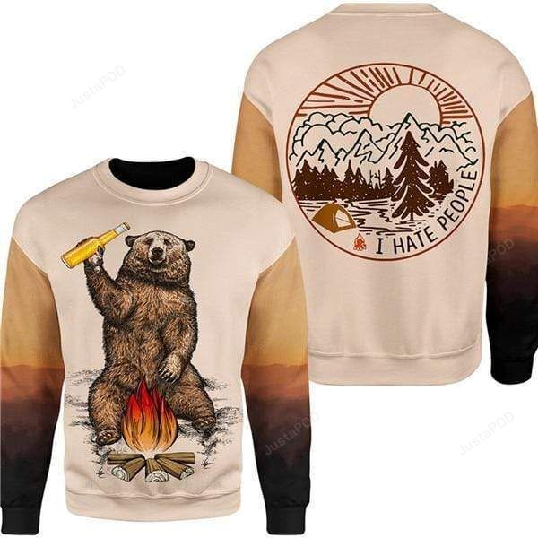 Bear Drinking Beer Camping Ugly Christmas Sweater Bear Drinking Beer Camping Ugly Christmas Sweater
