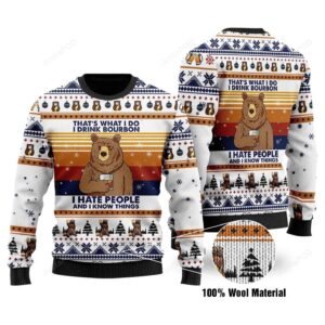 Bear I Hate People Ugly Christmas Sweater