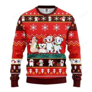 Bears Cute Noel Mc Christmas Red Style For Unisex Ugly Christmas Sweater