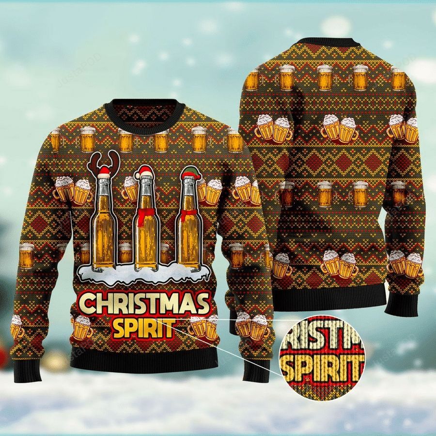Beer Christmas Spirit Ugly Christmas Sweater Beer Christmas Spirit Ugly Christmas Sweater