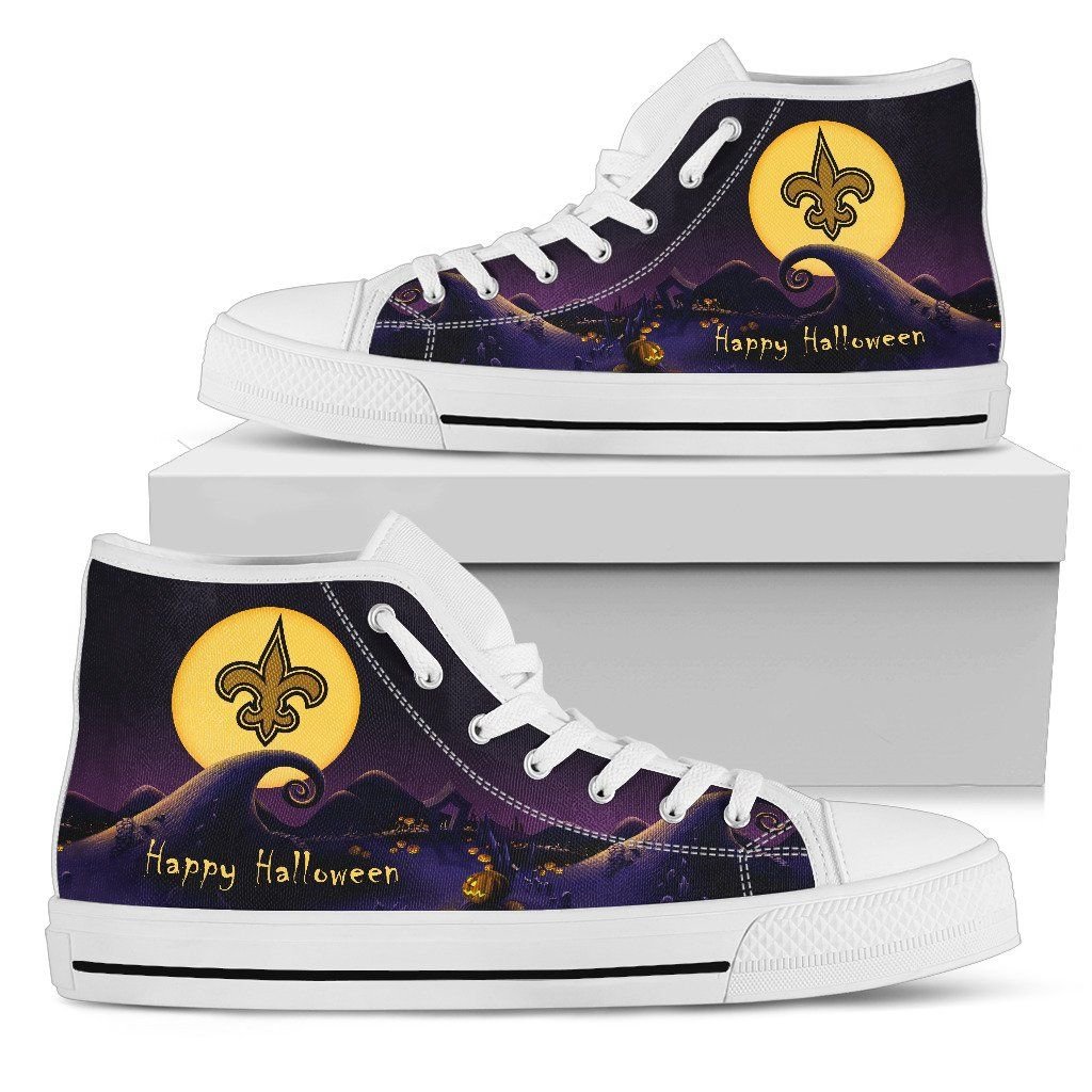 Before Christmas Nightmare Halloween Moonlight New Orleans Saints High Top Shoes Before Christmas Nightmare Halloween Moonlight New Orleans Saints High Top Shoes