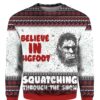 Believe In Bigfoot Squat Ching Through The Snow 3D Ugly Christmas Sweater