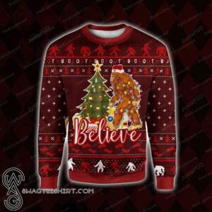 Bigfoot Believe Ugly Christmas Sweater
