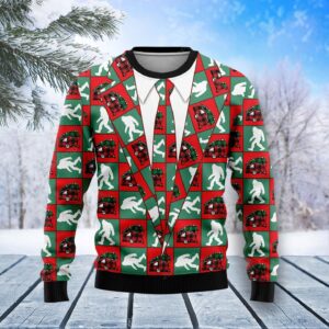Bigfoot Camping Christmas Ugly Christmas Sweater
