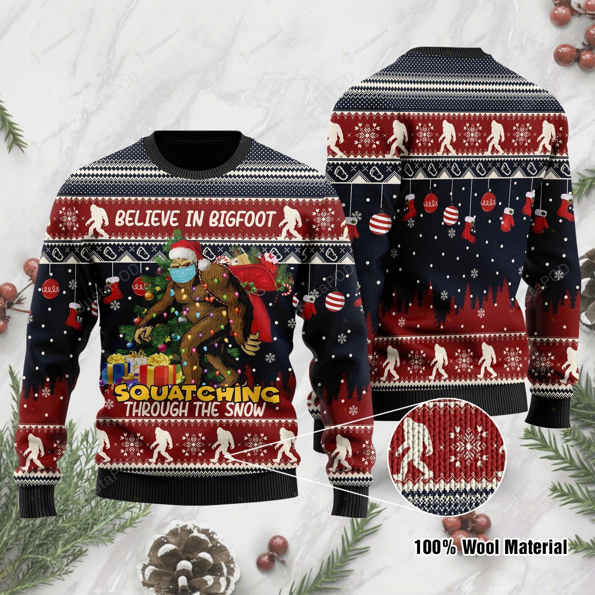 Bigfoot Christmas Squatching Through The Snow Ugly Christmas Sweater Bigfoot Christmas Squatching Through The Snow Ugly Christmas Sweater