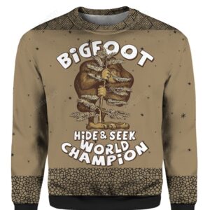 Bigfoot Hide And Seek Champion 3D Ugly Christmas Sweater