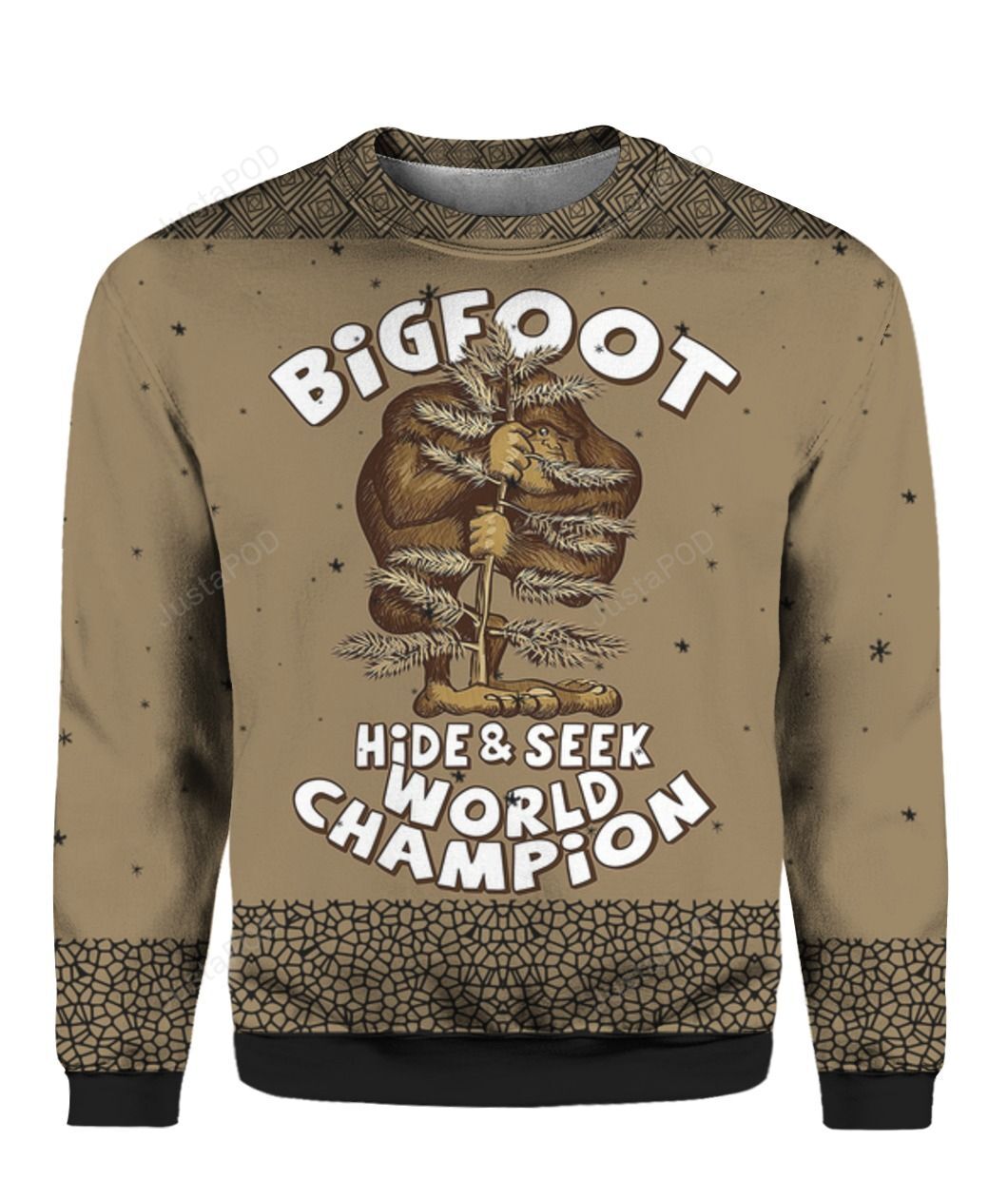 Bigfoot Hide And Seek Champion 3D Ugly Christmas Sweater Bigfoot Hide And Seek Champion 3D Ugly Christmas Sweater
