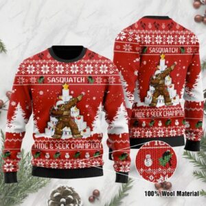 Bigfoot Hide And Seek Champion For Unisex Ugly Christmas Sweater