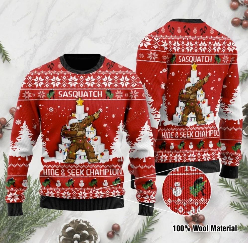 Bigfoot Hide And Seek Champion For Unisex Ugly Christmas Sweater Bigfoot Hide And Seek Champion For Unisex Ugly Christmas Sweater