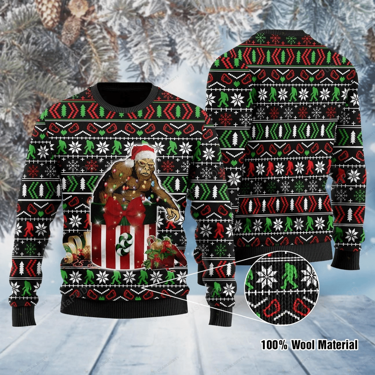 Bigfoot Ugly Christmas Sweater Bigfoot Ugly Christmas Sweater