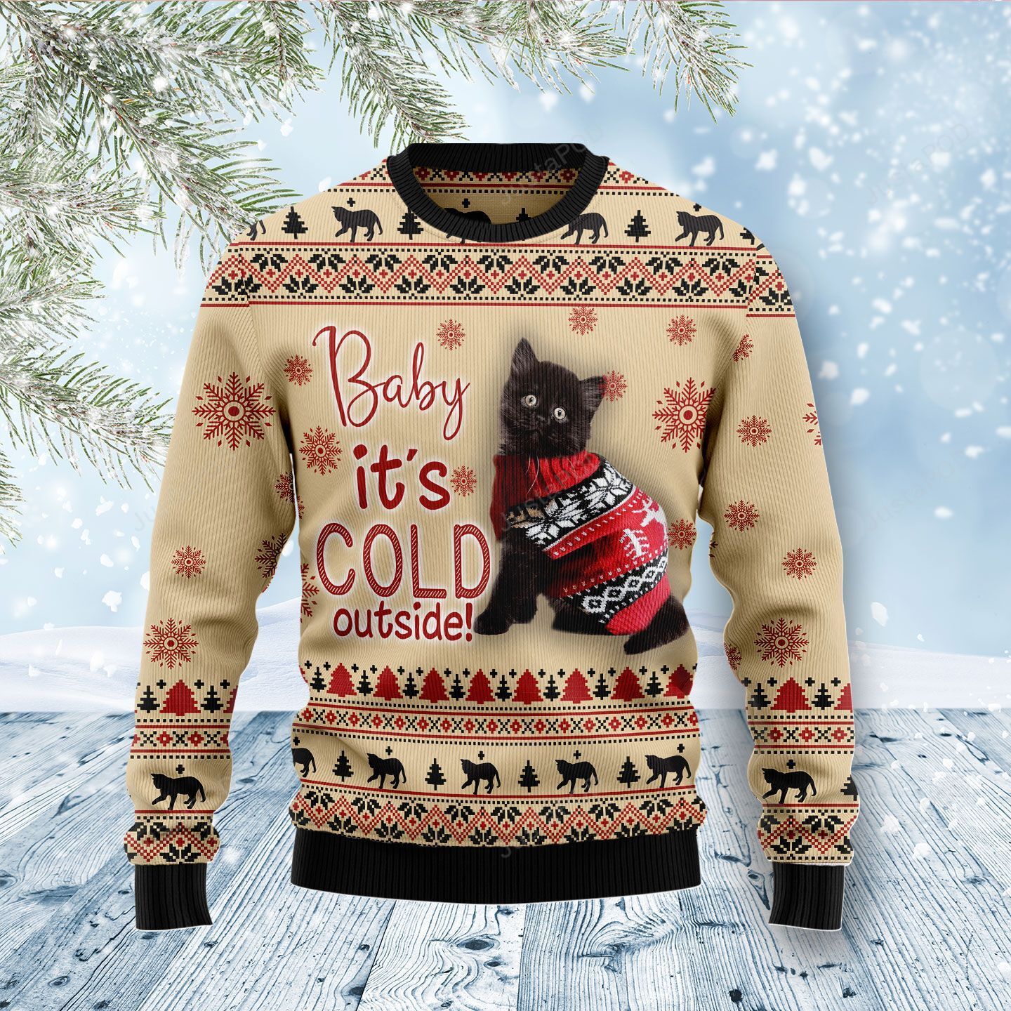 Black Cat Baby It’s Cold Outside Ugly Christmas Sweater Black Cat Baby It’s Cold Outside Ugly Christmas Sweater