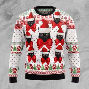 Black Cat Ball Ugly Christmas Sweater