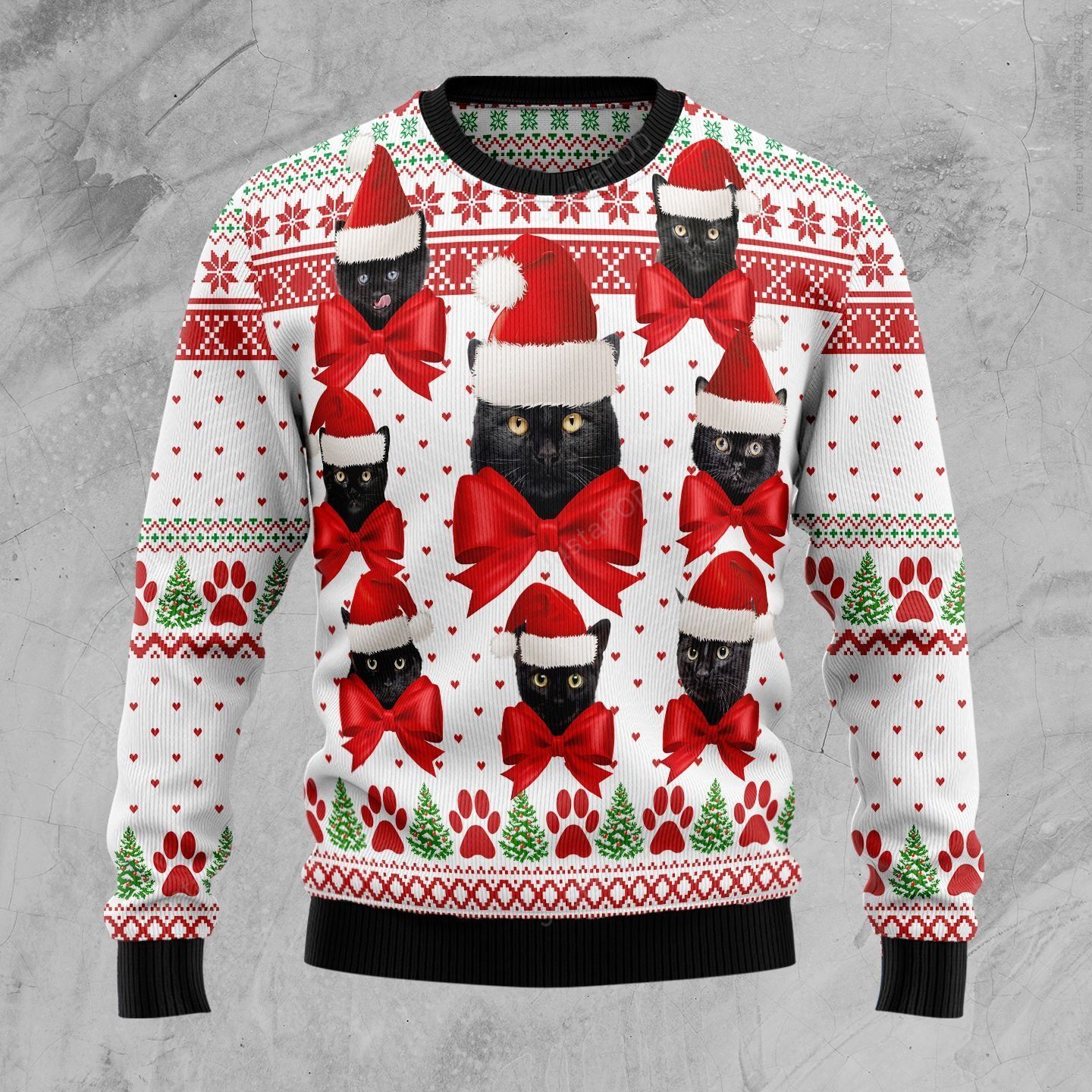 Black Cat Ball Ugly Christmas Sweater Black Cat Ball Ugly Christmas Sweater