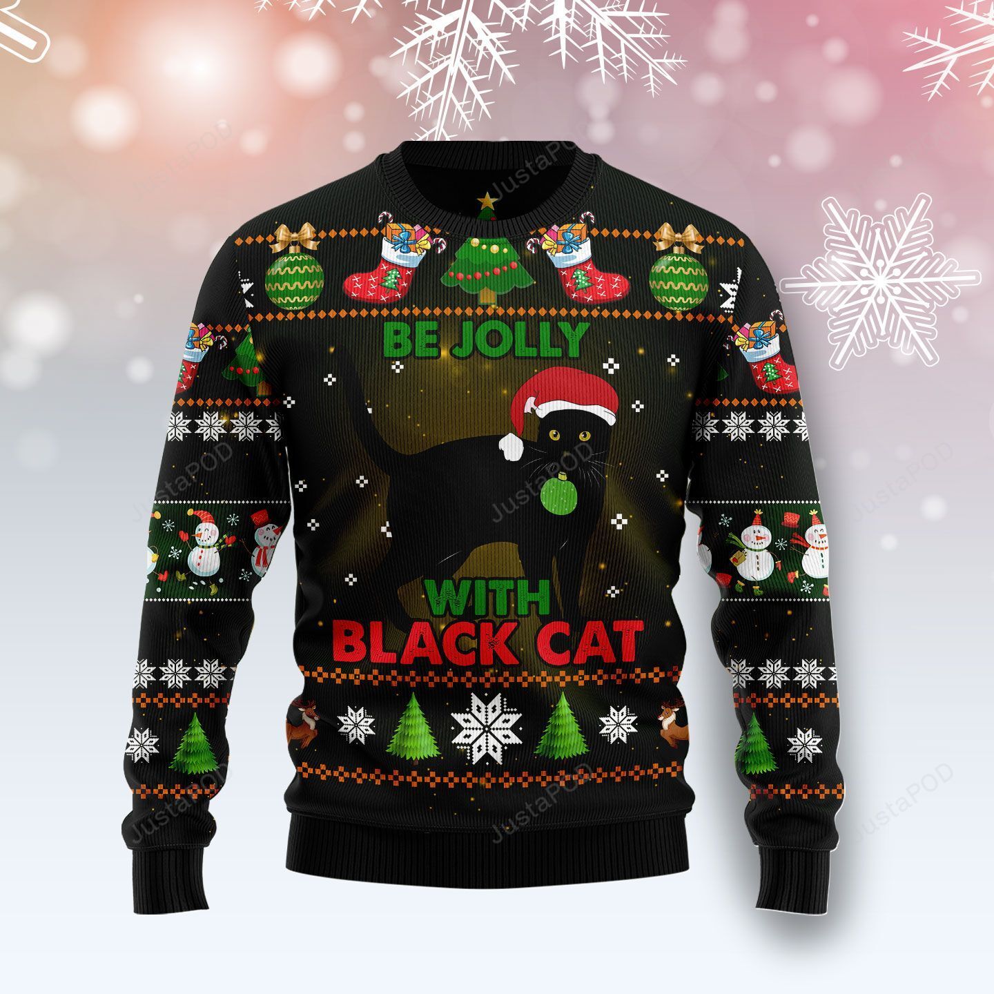 Black Cat Be Jolly Ugly Christmas Sweater Black Cat Be Jolly Ugly Christmas Sweater