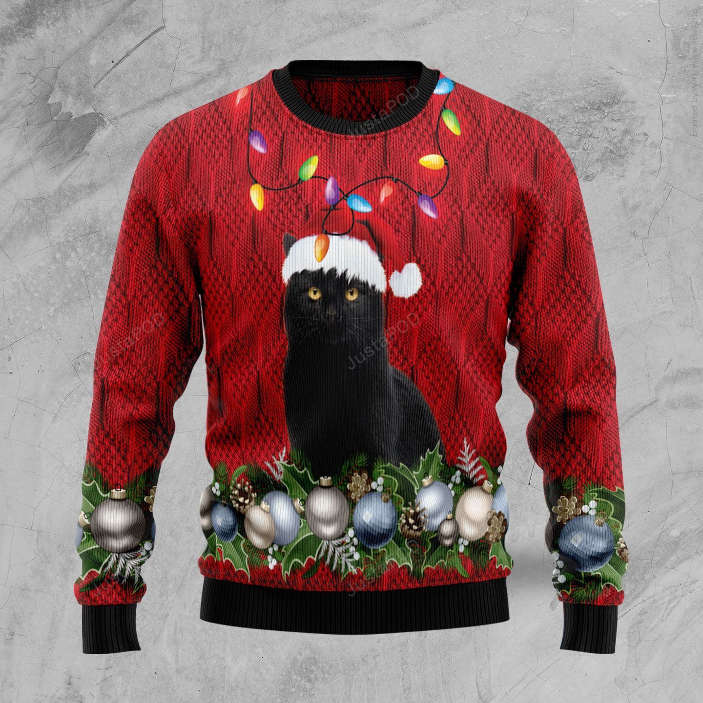 Black Cat Christmas Beauty Ugly Christmas Sweater Black Cat Christmas Beauty Ugly Christmas Sweater