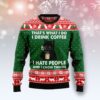 Black Cat Drink Coffee G51022 Ugly Christmas Sweater unisex womens & mens