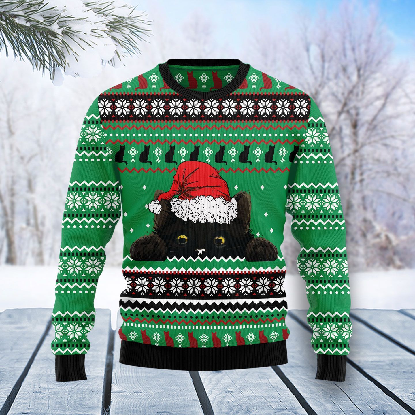 Black Cat Hide Ugly Christmas Sweater Black Cat Hide Ugly Christmas Sweater