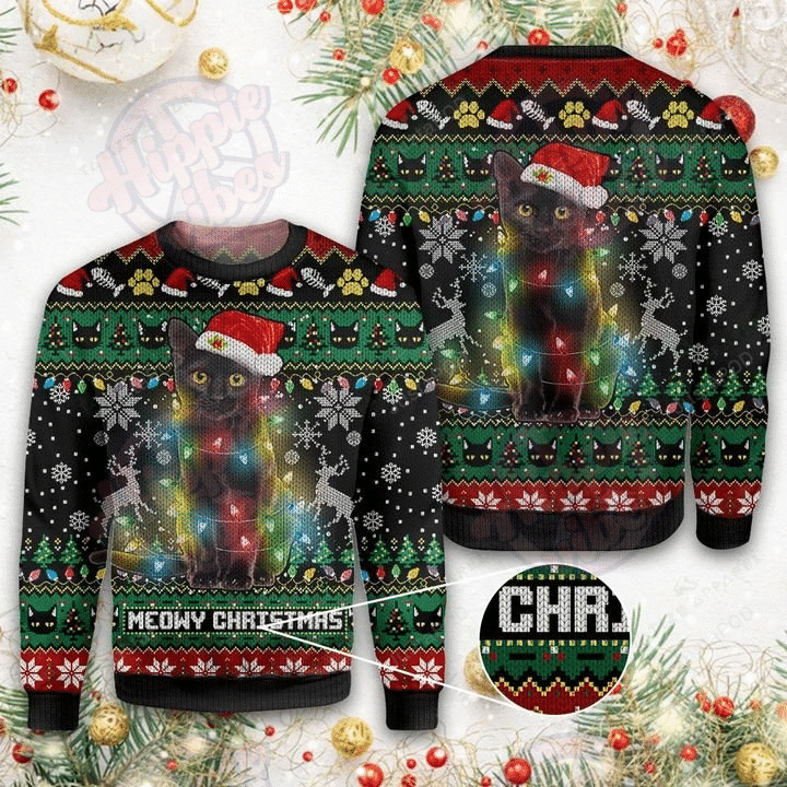 Black Cat Merry Christmas Ugly Christmas Sweater Black Cat Merry Christmas Ugly Christmas Sweater