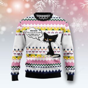 Black Cat Piss Me Off I Will Slap You SO Hard Ugly Christmas Sweater