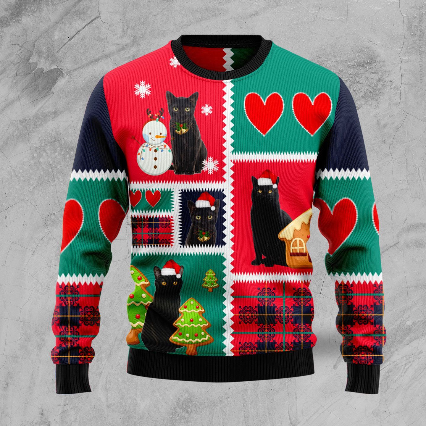 Black Cat Snow Ugly Christmas Sweater Black Cat Snow Ugly Christmas Sweater