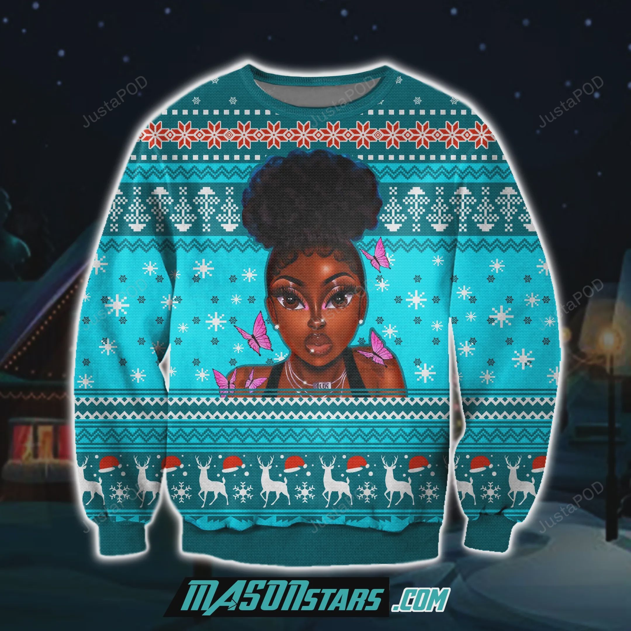Black Girl 3D Print Knitting Pattern Ugly Christmas Sweater Black Girl 3D Print Knitting Pattern Ugly Christmas Sweater