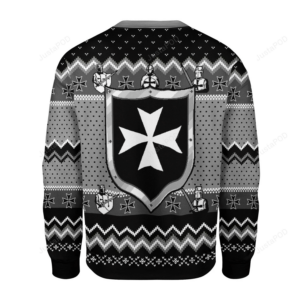 Black Gray Christmas Knights Hospitaller Gearhomies For Unisex Ugly Christmas Sweater