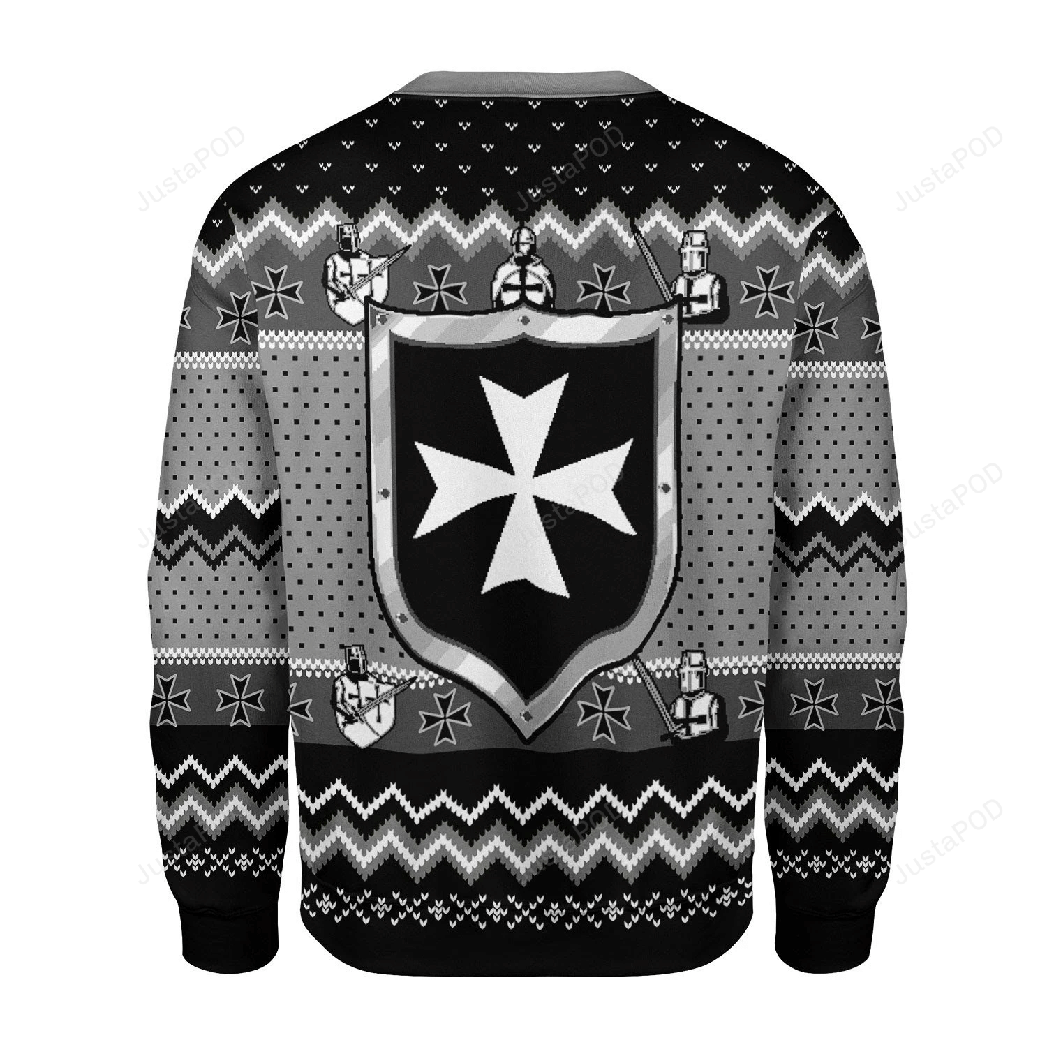 Black Gray Christmas Knights Hospitaller Gearhomies For Unisex Ugly Christmas Sweater Black Gray Christmas Knights Hospitaller Gearhomies For Unisex Ugly Christmas Sweater