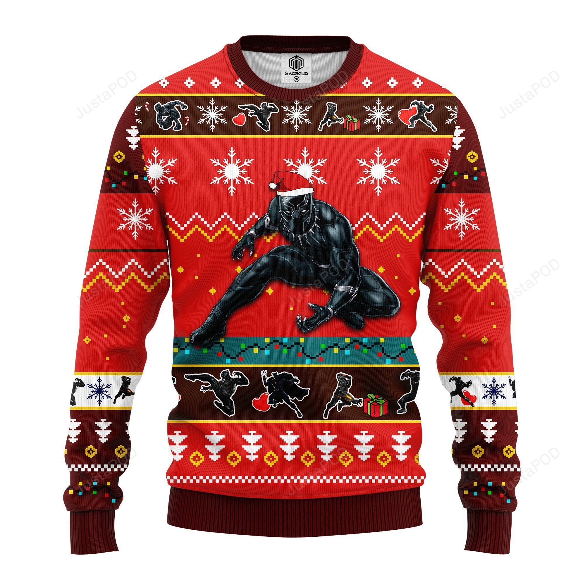 Black Panther Ugly Christmas Sweater Red Brown Black Panther Ugly Christmas Sweater Red Brown