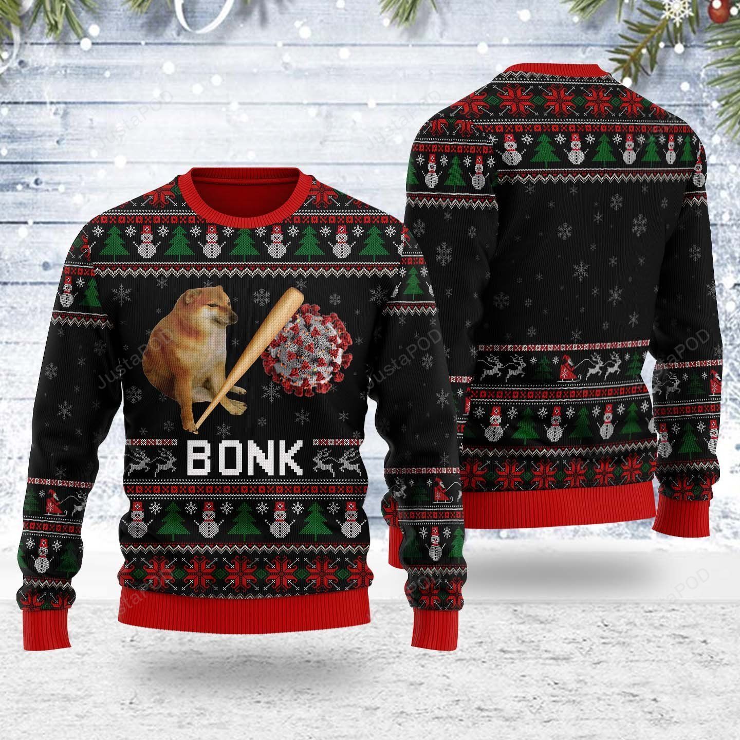 Bonk Coronavirus Meme Ugly Christmas Sweater Bonk Coronavirus Meme Ugly Christmas Sweater