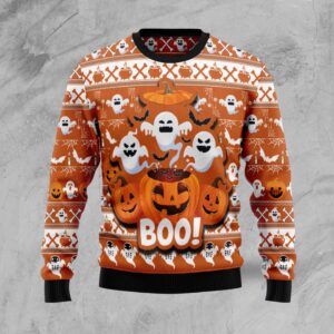 Boo Pumpkin Ugly Christmas Sweater