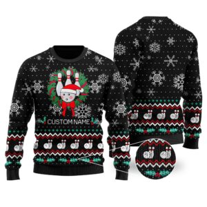 Bowling Christmas Snowflakes Personalized Gifts For Bowlers Sport Lovers Ugly Christmas Sweater