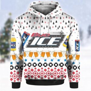 Bud Ice Beer Print Ugly 3D All Over Printed Hoodie