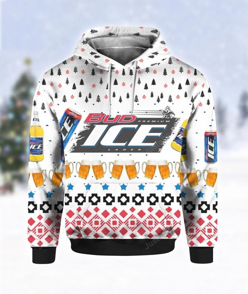 Bud Ice Beer Print Ugly 3D All Over Printed Hoodie Bud Ice Beer Print Ugly 3D All Over Printed Hoodie
