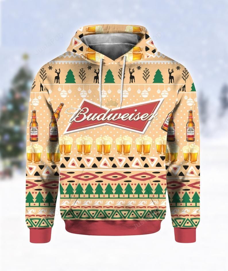 Budweiser Beer Bottle Print Ugly 3D All Over Printed Hoodie Budweiser Beer Bottle Print Ugly 3D All Over Printed Hoodie