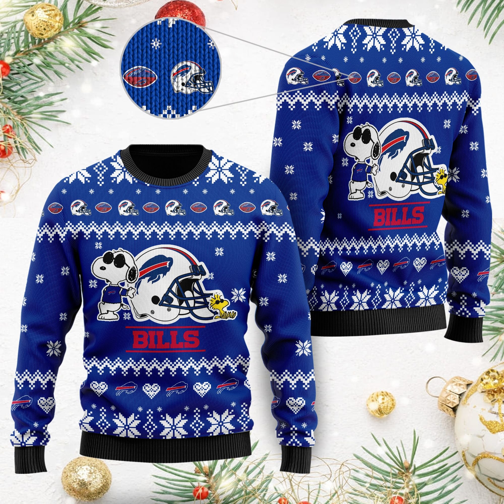 Buffalo Bills Cute The Snoopy Show Football Helmet 3D All Over Print Ugly Christmas Sweater Buffalo Bills Cute The Snoopy Show Football Helmet 3D All Over Print Ugly Christmas Sweater