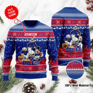 Buffalo Bills Disney Donald Duck Mickey Mouse Goofy Personalized Ugly Christmas Sweater