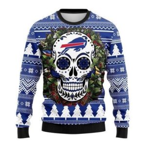 Buffalo Bills Skull Flower Ugly Christmas Sweater