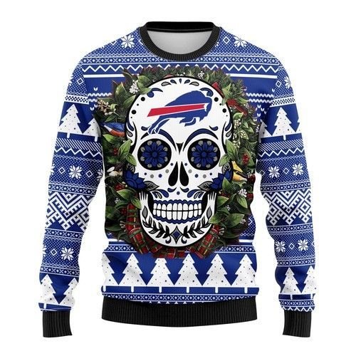 Buffalo Bills Skull Flower Ugly Christmas Sweater Buffalo Bills Skull Flower Ugly Christmas Sweater