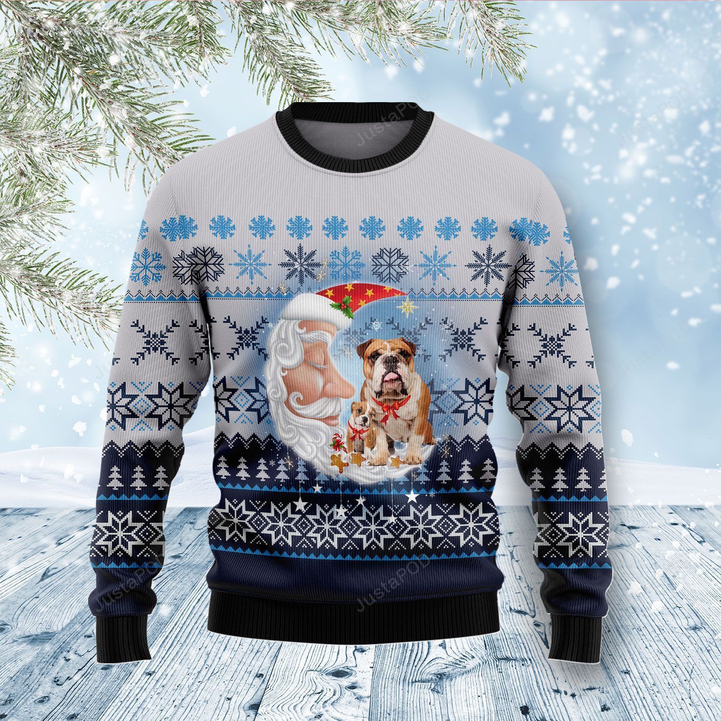 Bulldog Love Santa Moon Ugly Christmas Sweater Bulldog Love Santa Moon Ugly Christmas Sweater